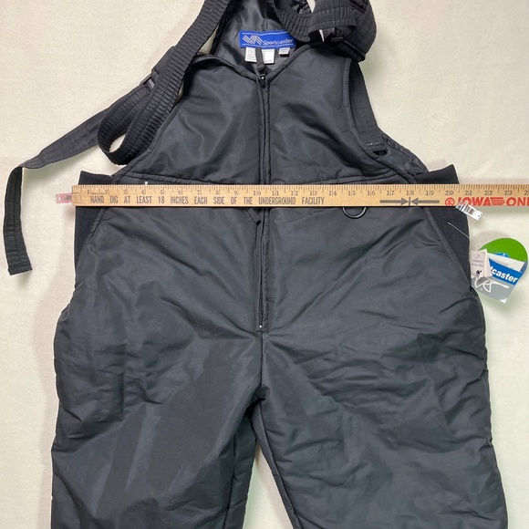 Vintage Sportscaster Snow Pants Mens L Bibs Black Ski Retro Insulated - Picture 4 of 16